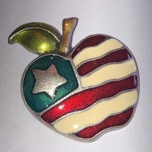 AJMC Patriotic Vintage Enamel Apple Boho Brooch